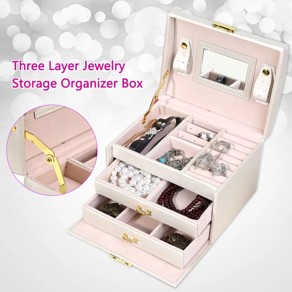 3-layer Jewelry Organizer Box with Lock