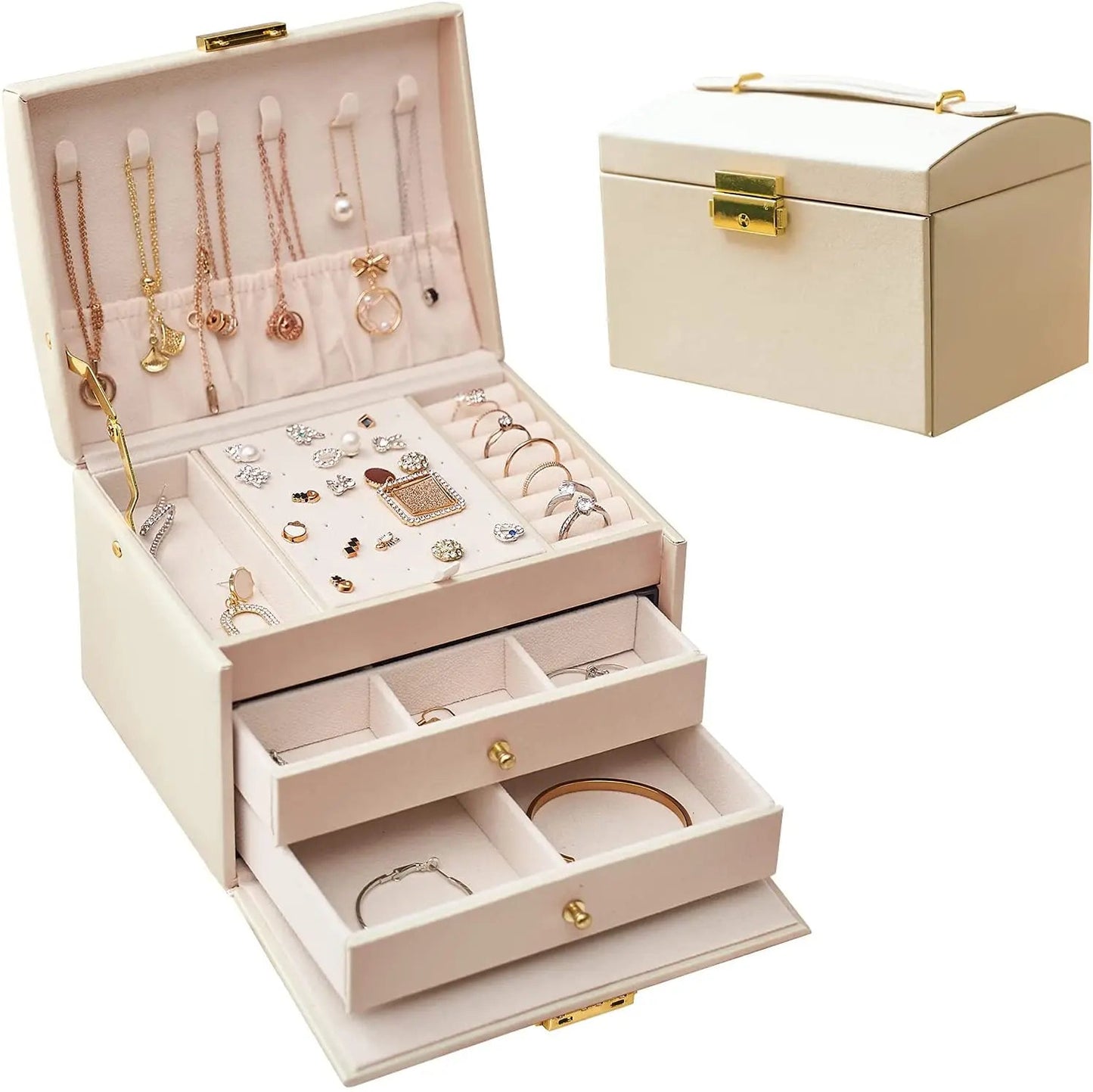 3-layer Jewelry Organizer Box with Lock