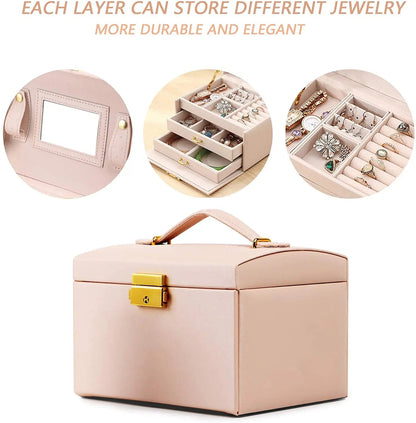 3-layer Jewelry Organizer Box with Lock