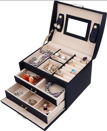 3-layer Jewelry Organizer Box with Lock