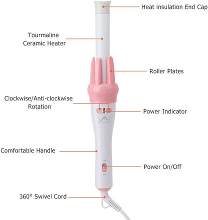 360° Rotation Automatic Ceramic Hair Roller Curling Iron Styling Wand - Ceramic Professional Automatic Curler