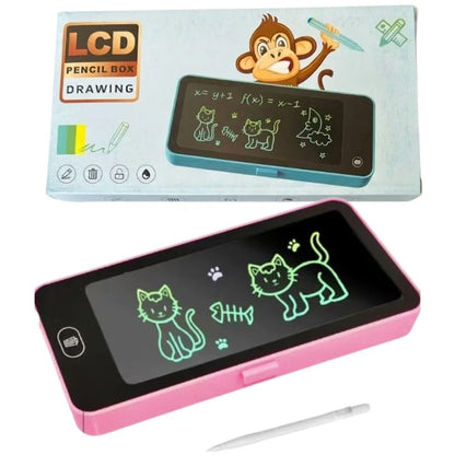 LCD Drawing Pen Case for Kids | Writing Tablet Pencil Box with Screen Lock & One-Key Erase