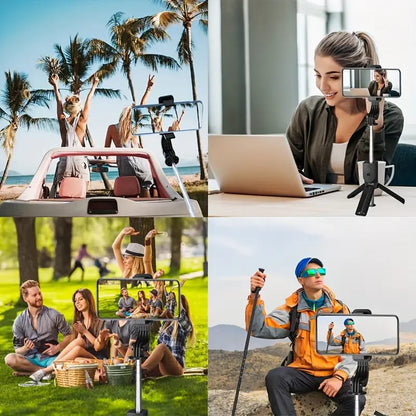4 in 1 R1S Stainless Steel Selfie Stick Tripod with Wireless Remote for Live Streaming & Video Recording