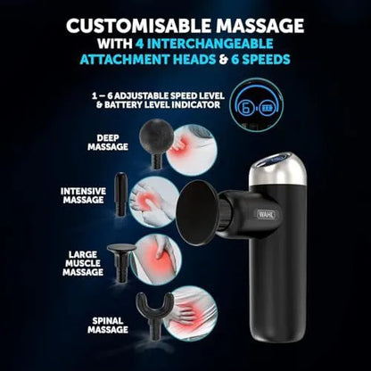 5-in-1 Electric Massage Gun | Deep Tissue Therapy Massager with 6 Speeds & 4 Heads